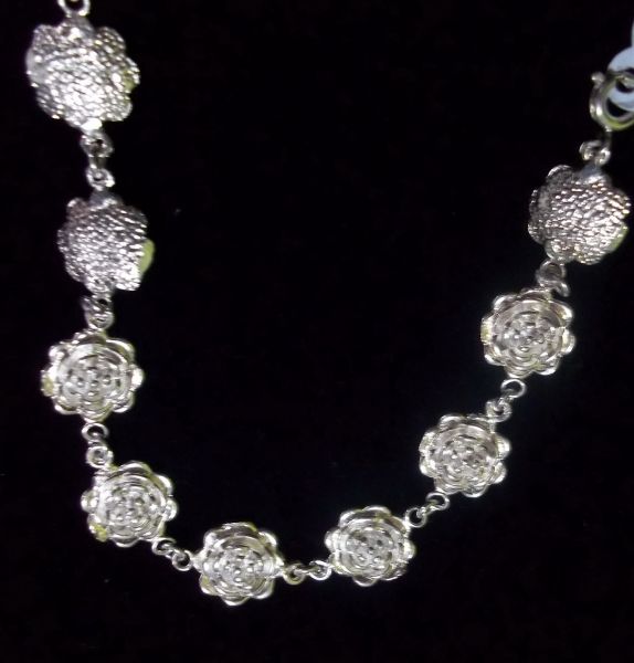 Pulseira Prata Rosas Bali (Prata Pura 950)