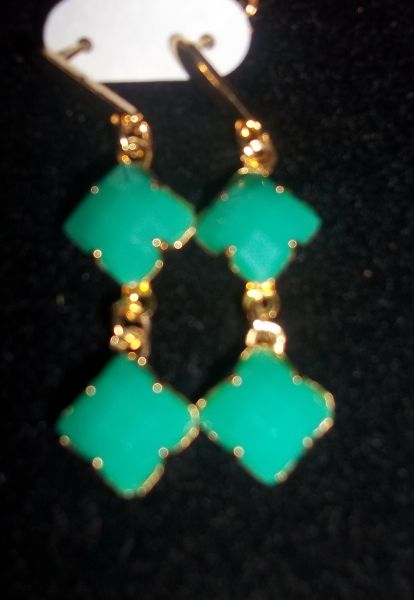 Brincos - Pedra Verde Folheado
